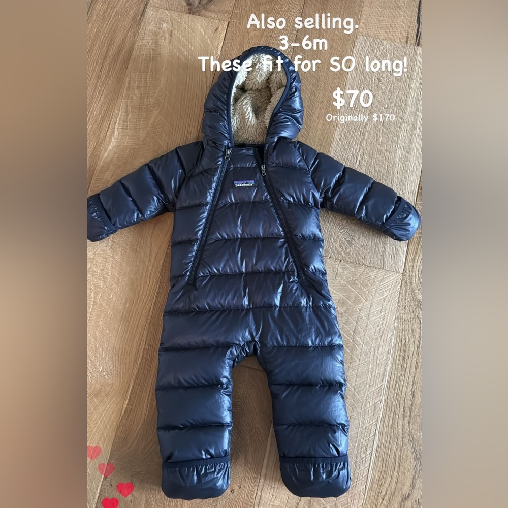 Patagonia Bunting Navy size 3-6 months, fits much longer!